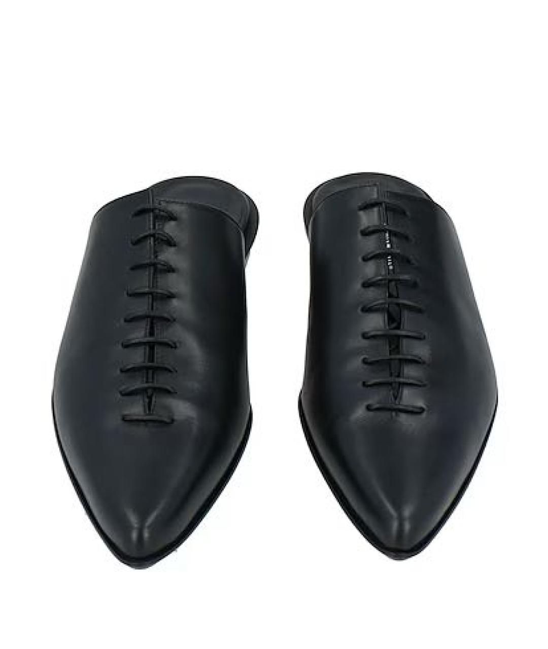 ANN DEMEULEMEESTER Черные кожаные мюли, фото 4