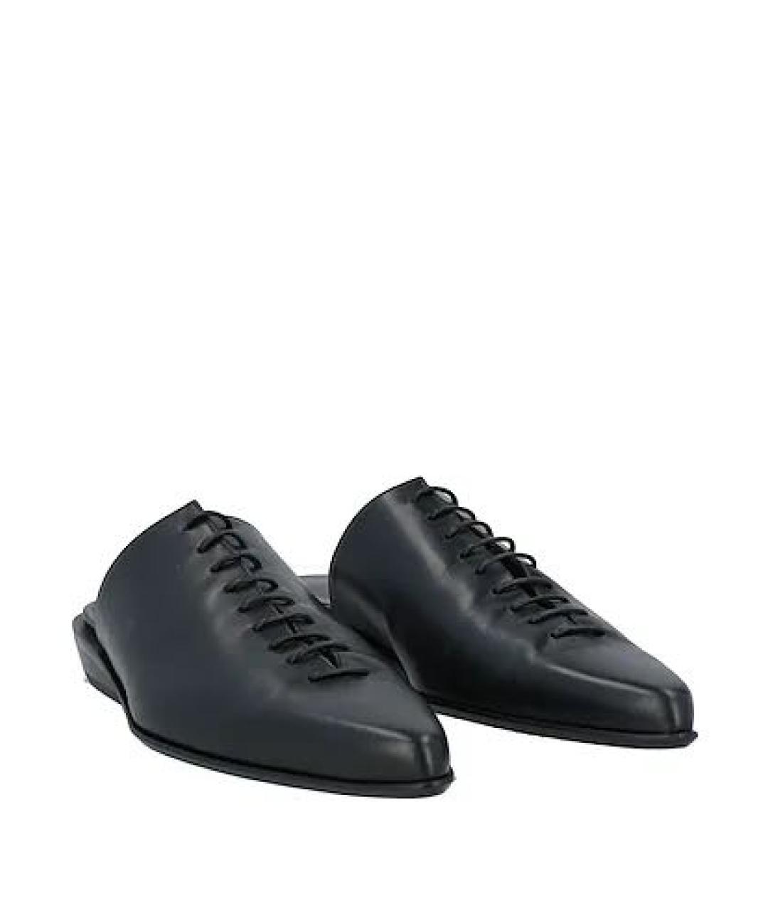 ANN DEMEULEMEESTER Черные кожаные мюли, фото 2