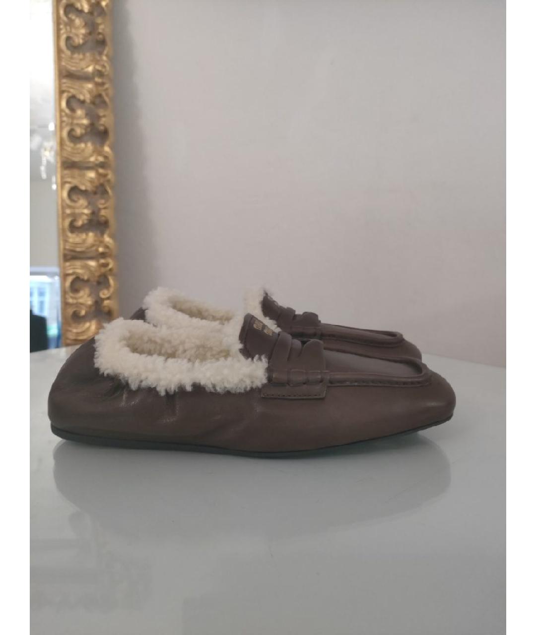 MIU MIU Коричневые кожаные мокасины, фото 5