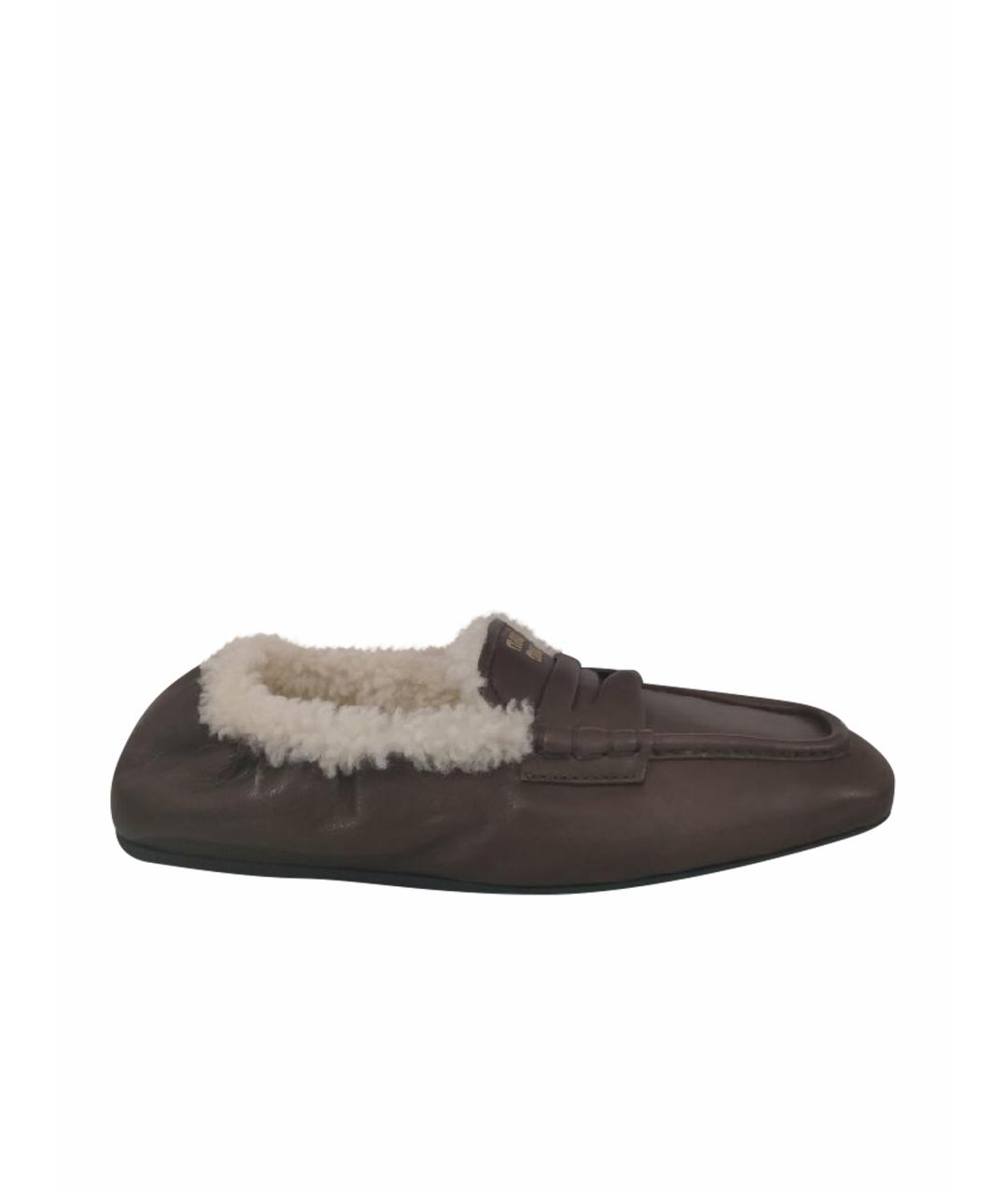 MIU MIU Коричневые кожаные мокасины, фото 1