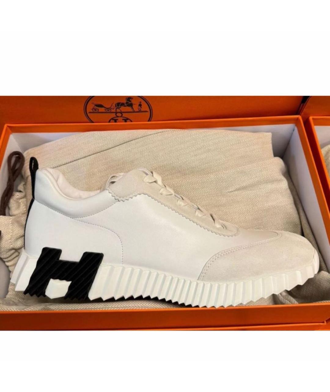 HERMES Белые кожаные низкие кроссовки / кеды, фото 2