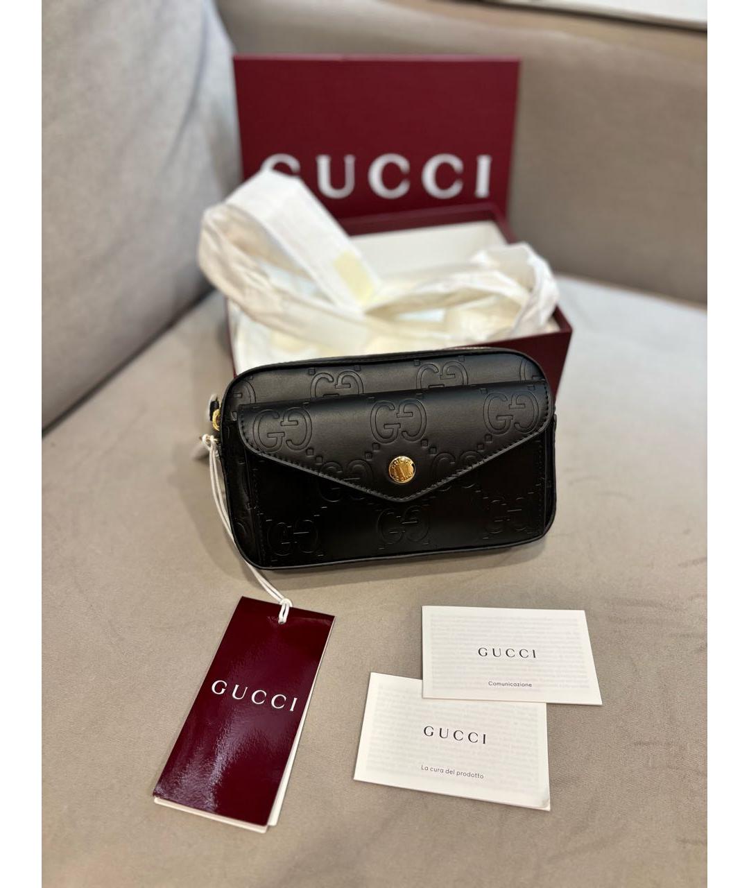 GUCCI Черная кожаная сумка через плечо, фото 5