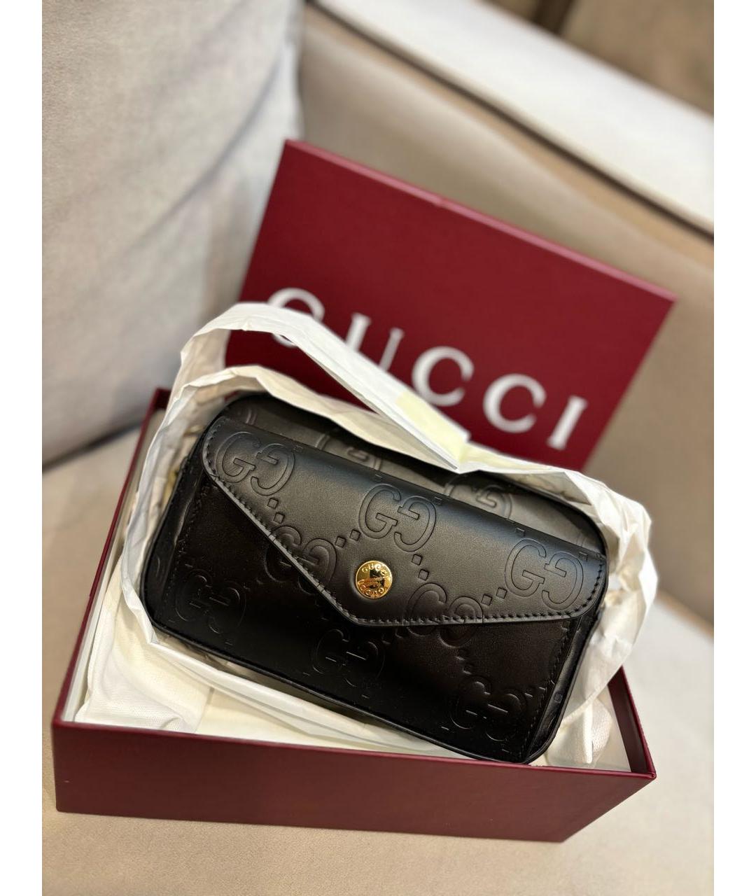 GUCCI Черная кожаная сумка через плечо, фото 8