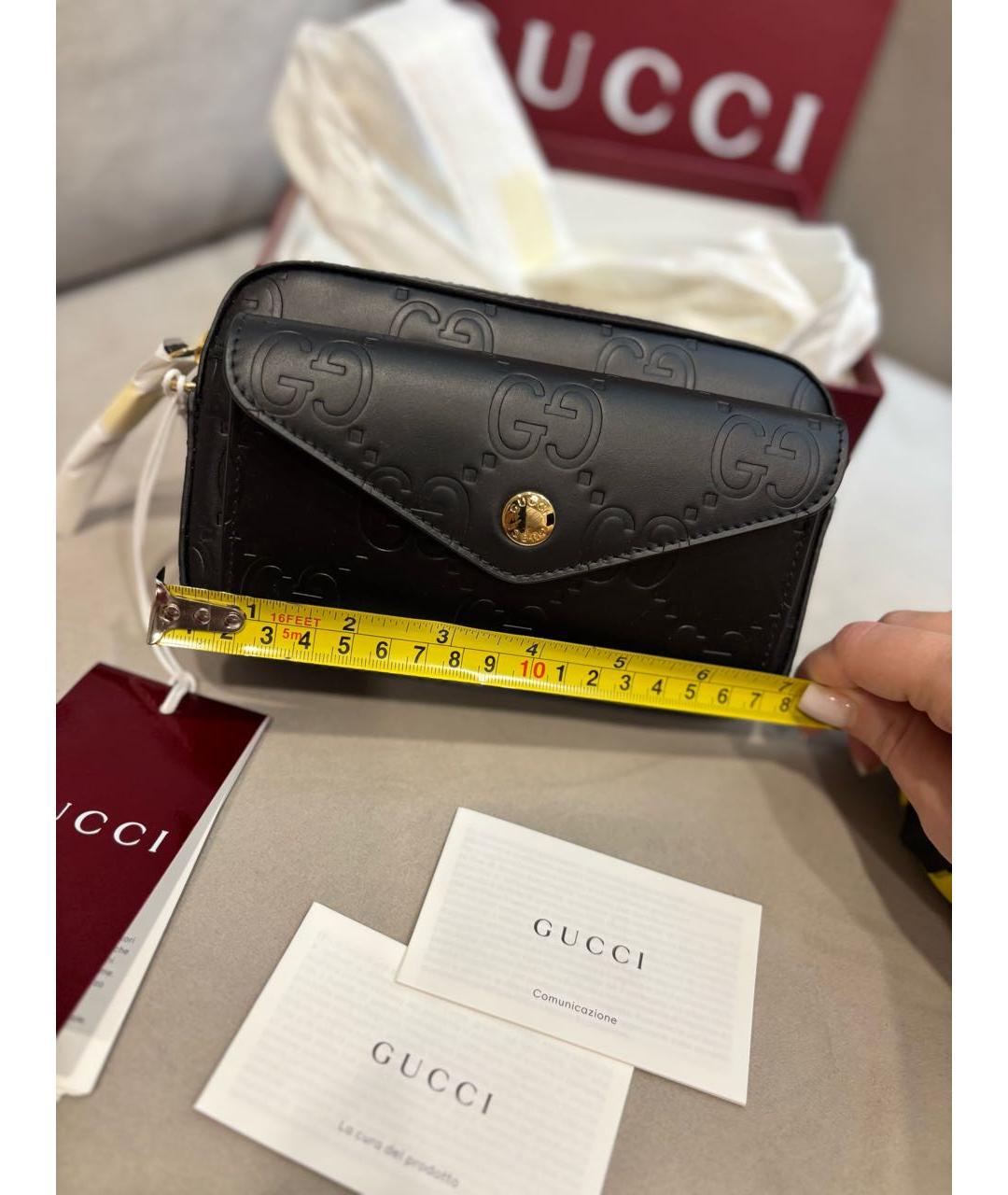 GUCCI Черная кожаная сумка через плечо, фото 6