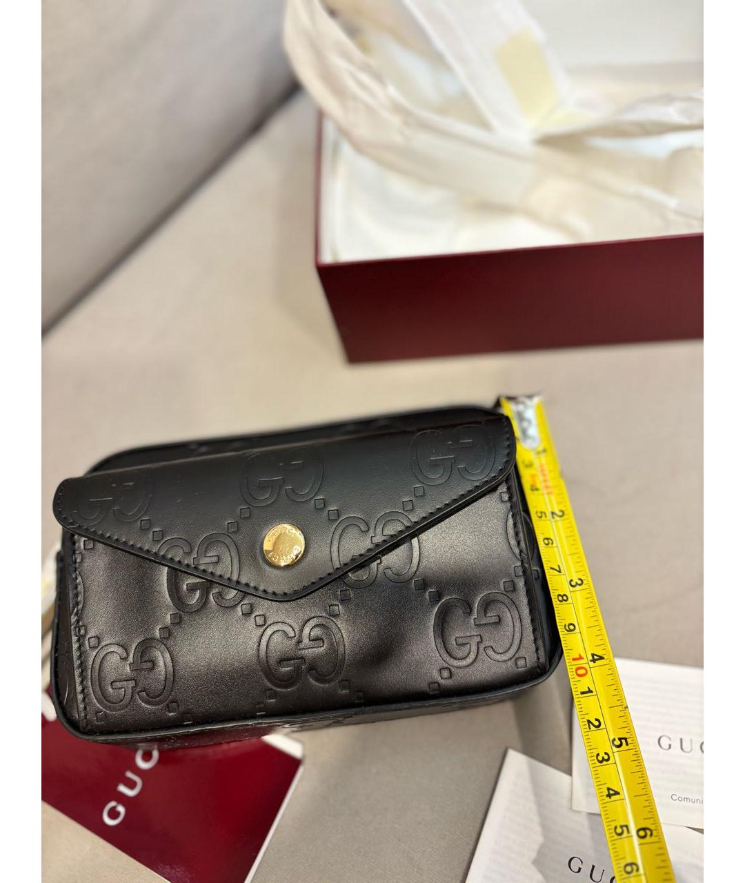 GUCCI Черная кожаная сумка через плечо, фото 7