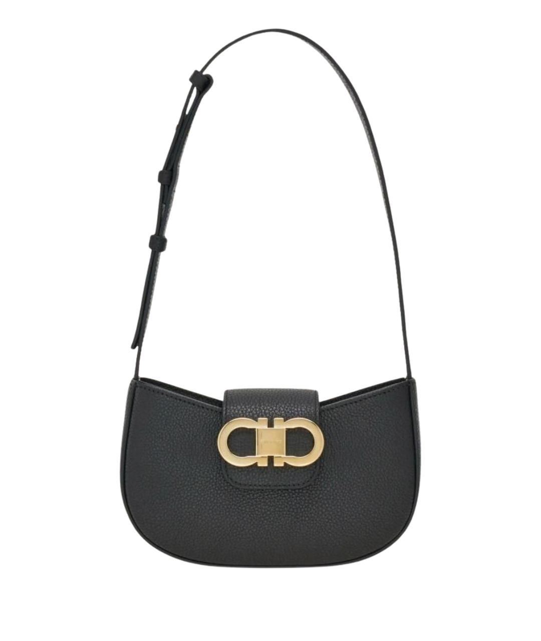 FERRAGAMO Черная кожаная сумка через плечо, фото 1