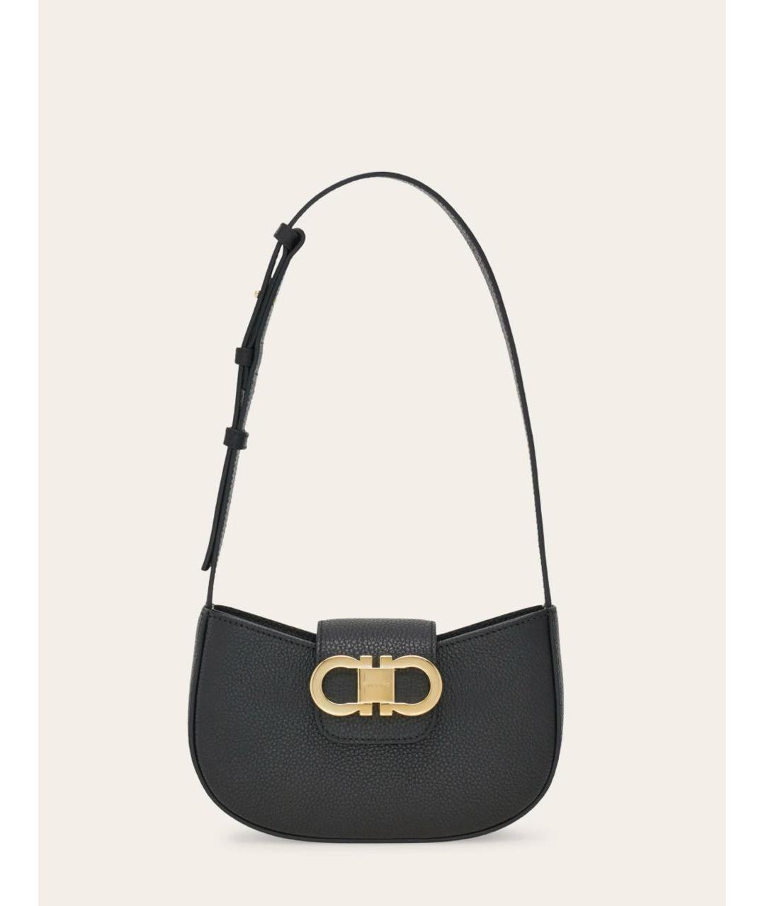 FERRAGAMO Черная кожаная сумка через плечо, фото 3