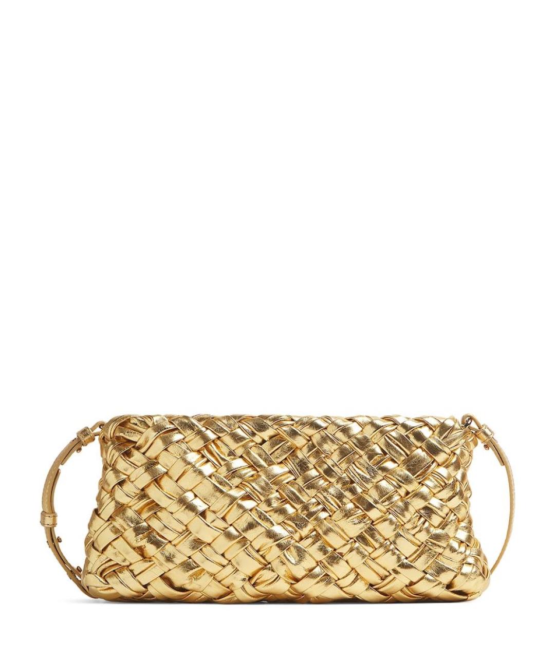 BOTTEGA VENETA Золотая кожаная сумка с короткими ручками, фото 5