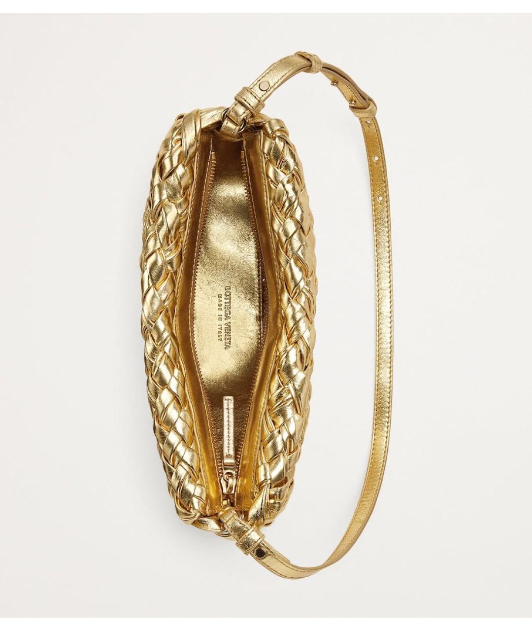 BOTTEGA VENETA Золотая кожаная сумка с короткими ручками, фото 3