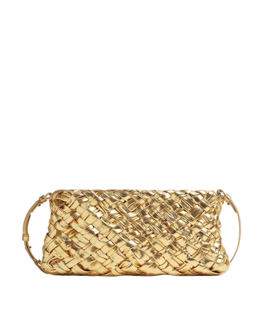 BOTTEGA VENETA Золотая кожаная сумка с короткими ручками, фото 1