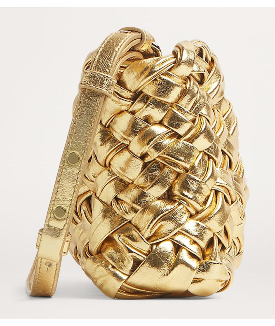 BOTTEGA VENETA Золотая кожаная сумка с короткими ручками, фото 4