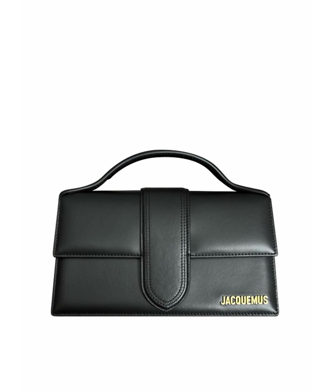 JACQUEMUS Черная кожаная сумка с короткими ручками, фото 1