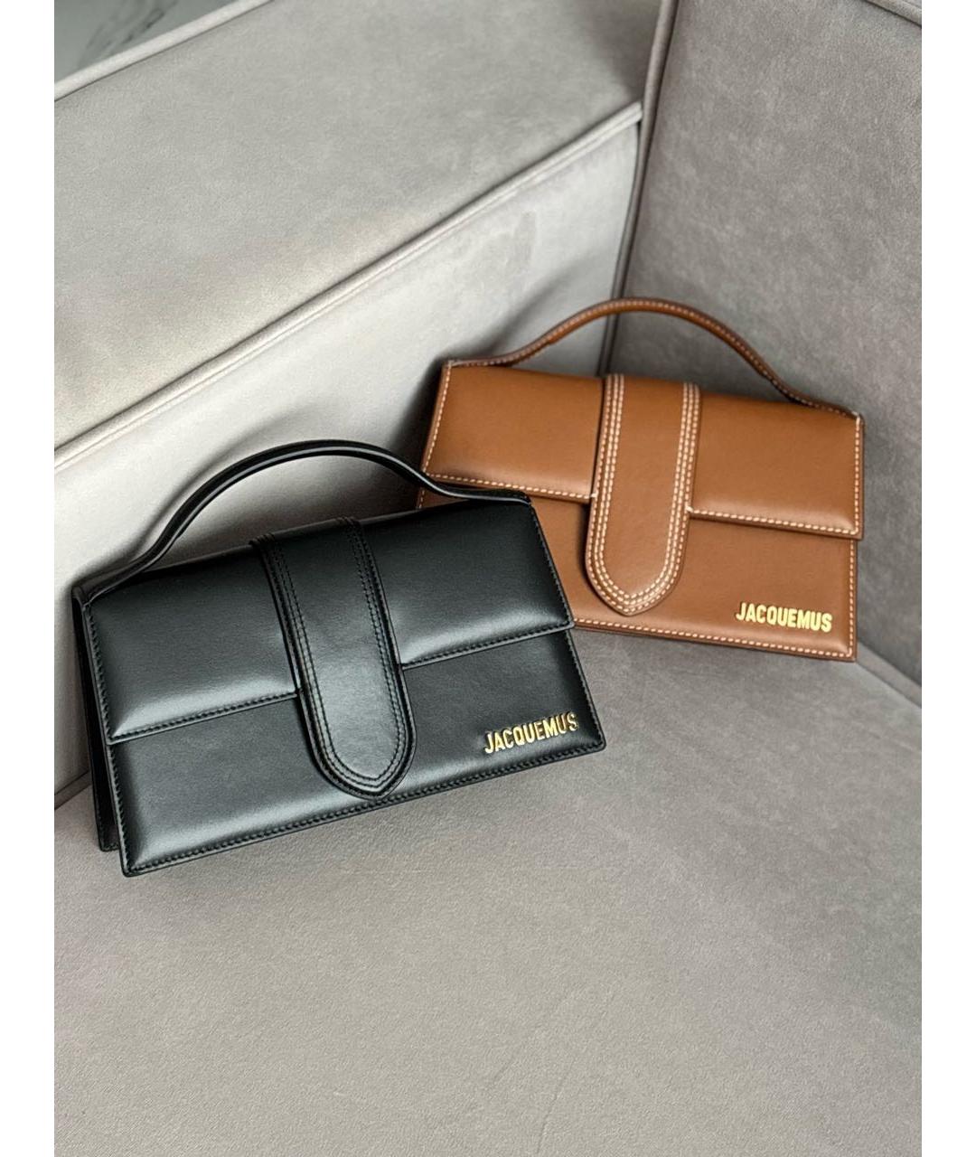 JACQUEMUS Черная кожаная сумка с короткими ручками, фото 5