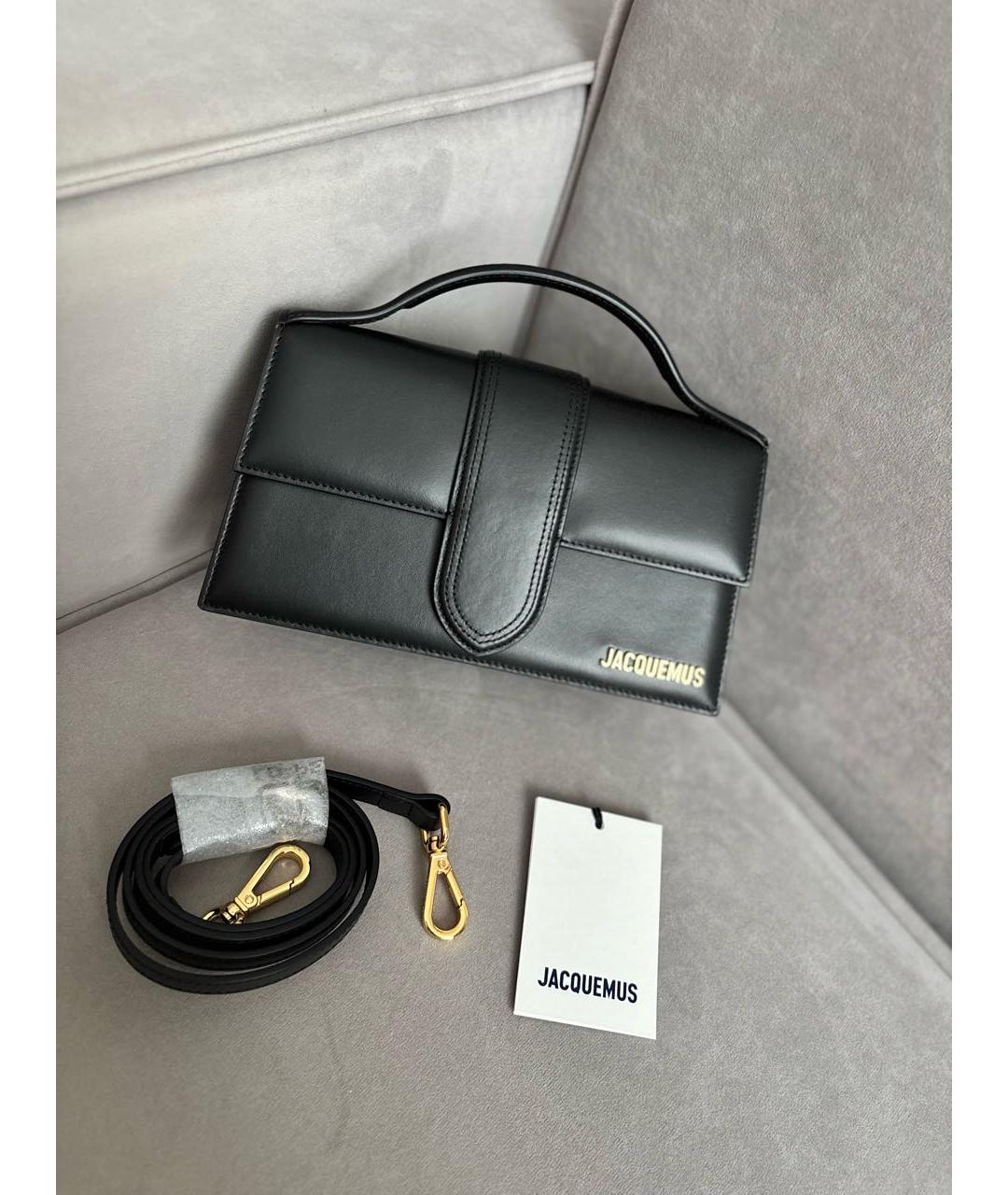 JACQUEMUS Черная кожаная сумка с короткими ручками, фото 2