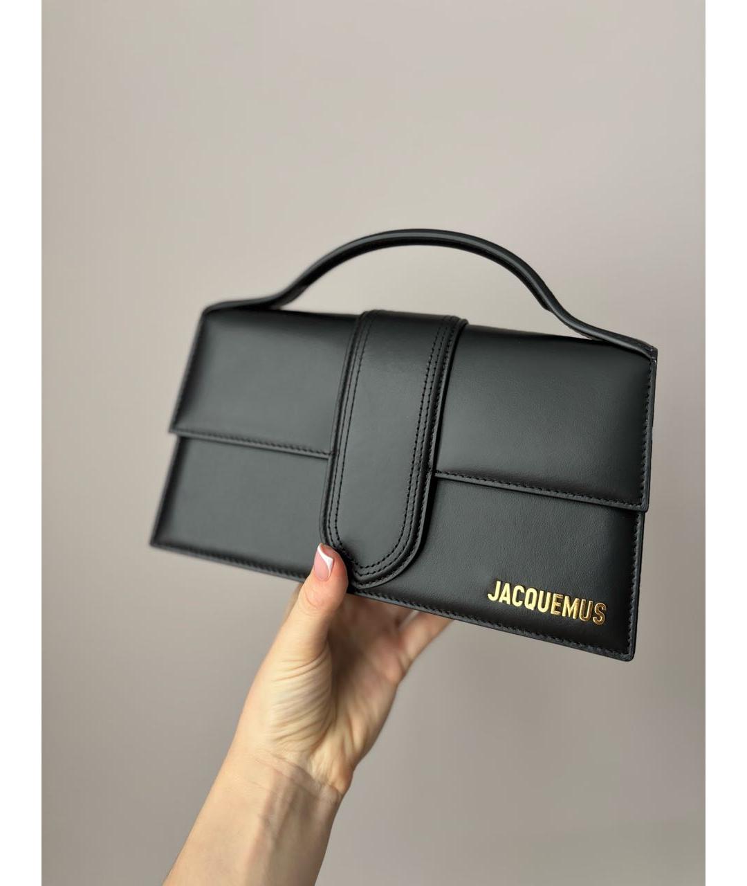 JACQUEMUS Черная кожаная сумка с короткими ручками, фото 3