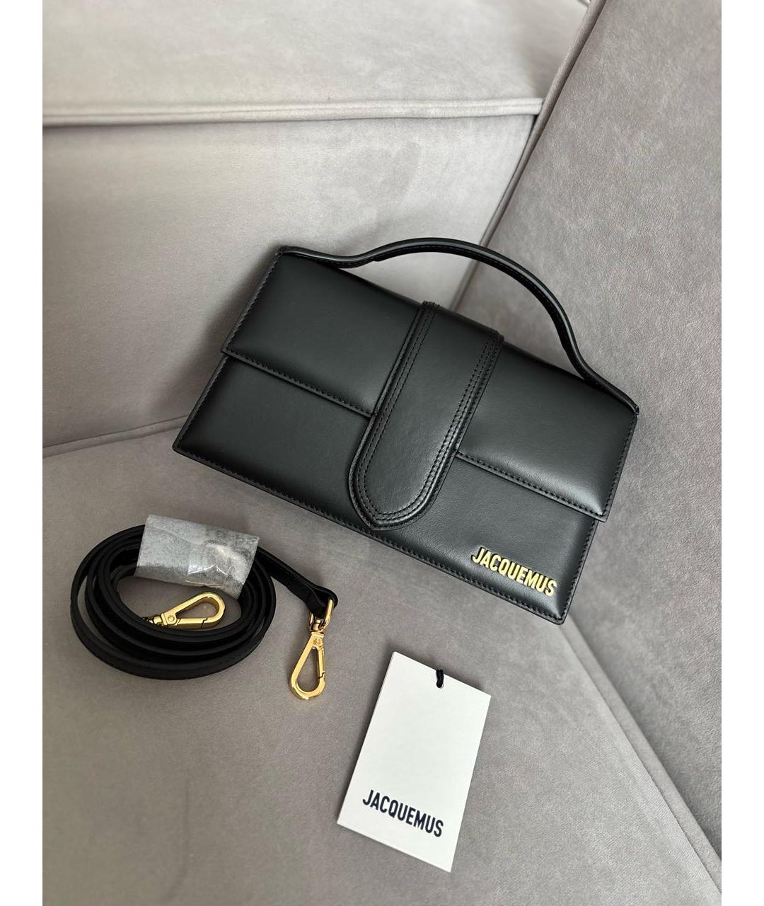 JACQUEMUS Черная кожаная сумка с короткими ручками, фото 6