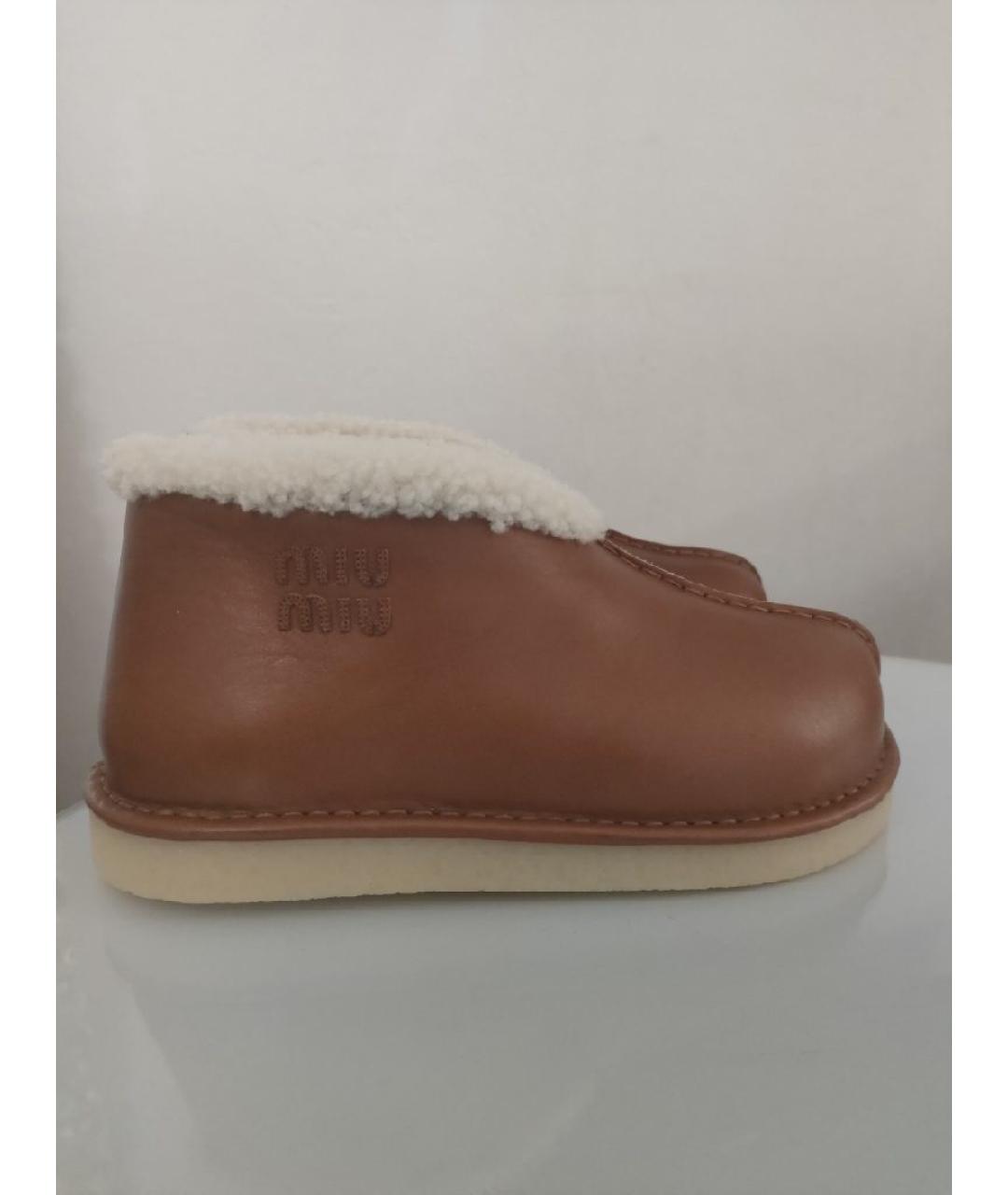 MIU MIU Коричневые кожаные полусапоги, фото 6