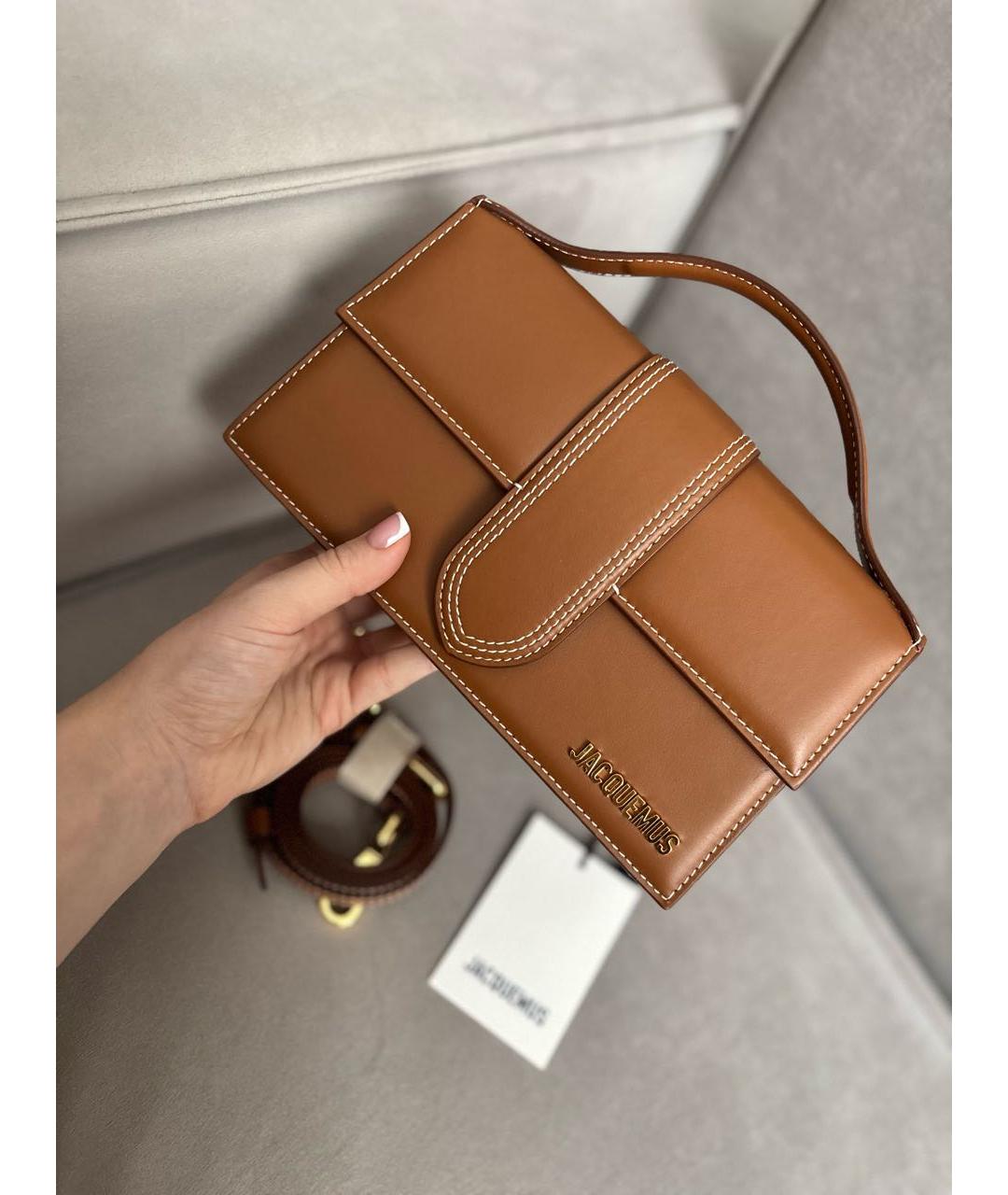 JACQUEMUS Коричневая кожаная сумка через плечо, фото 4