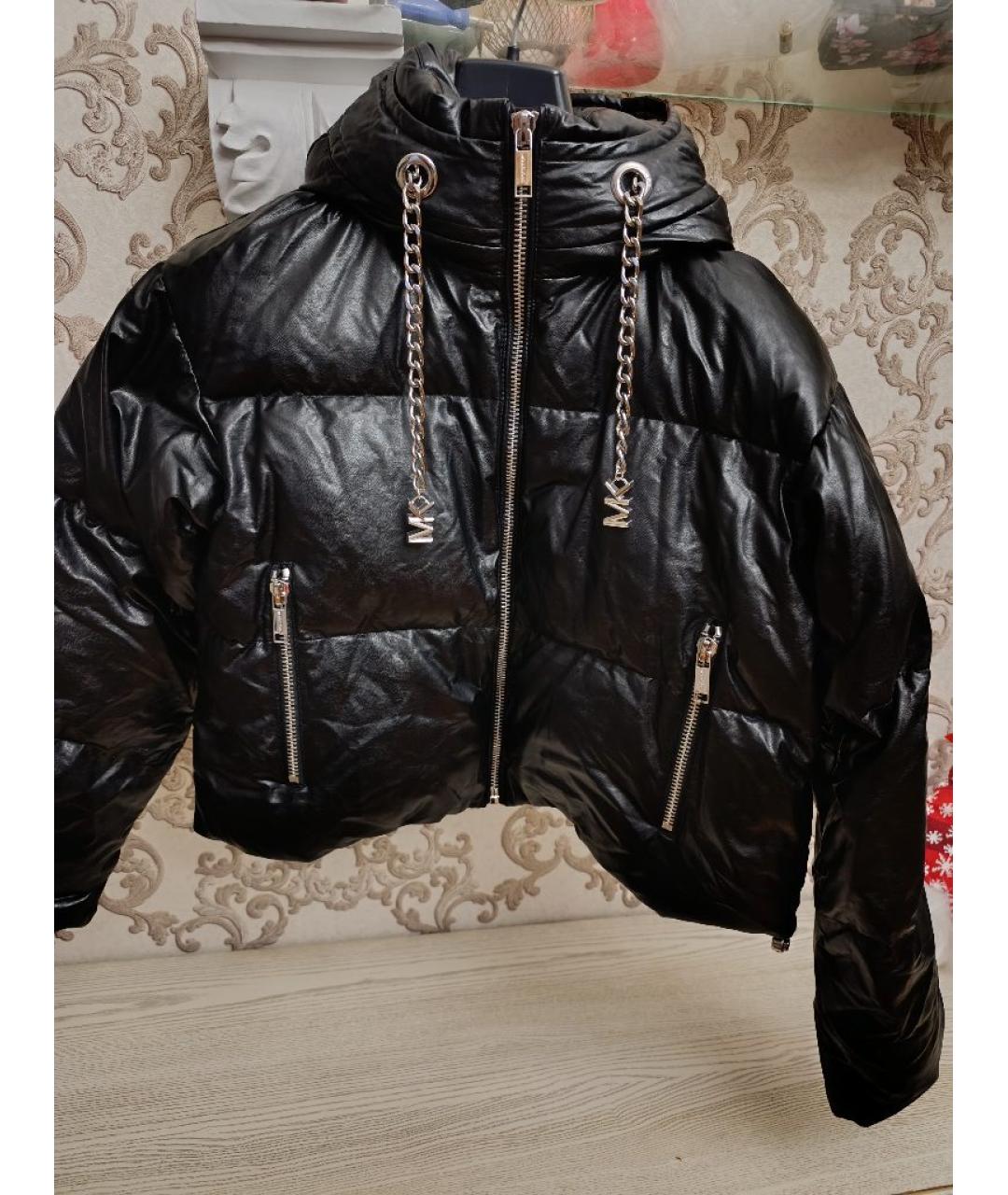 MICHAEL KORS Черный полиуретановый пуховик, фото 5