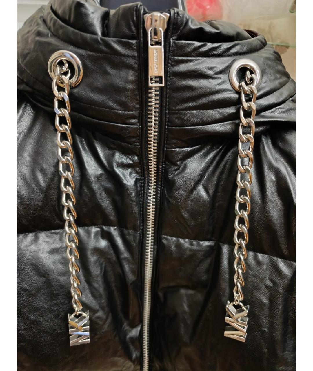 MICHAEL KORS Черный полиуретановый пуховик, фото 3