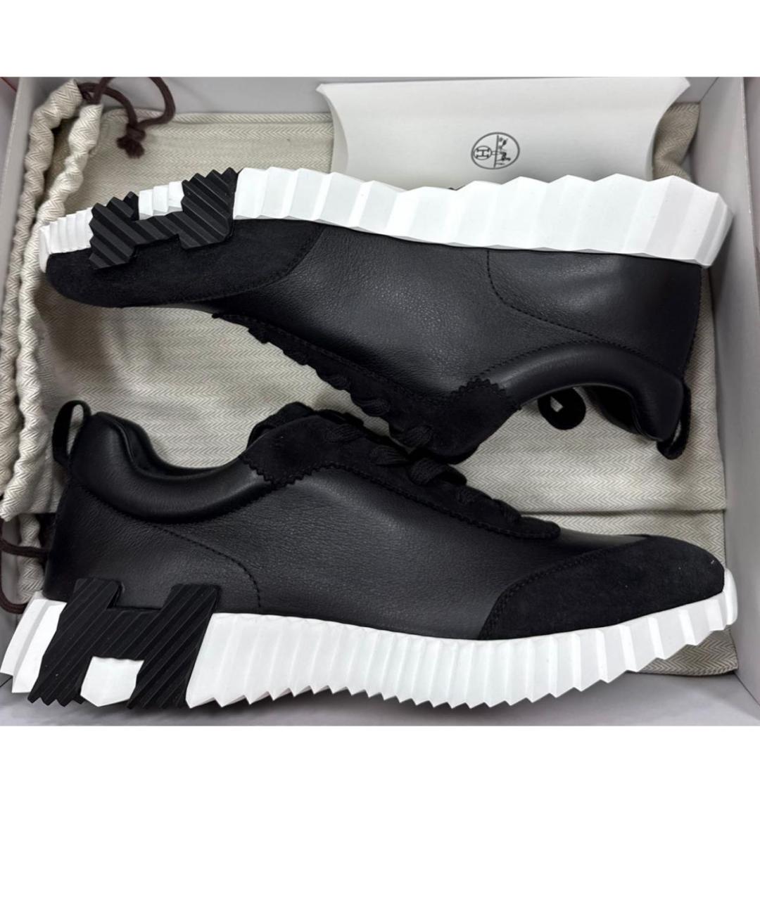 HERMES Черные кожаные низкие кроссовки / кеды, фото 2