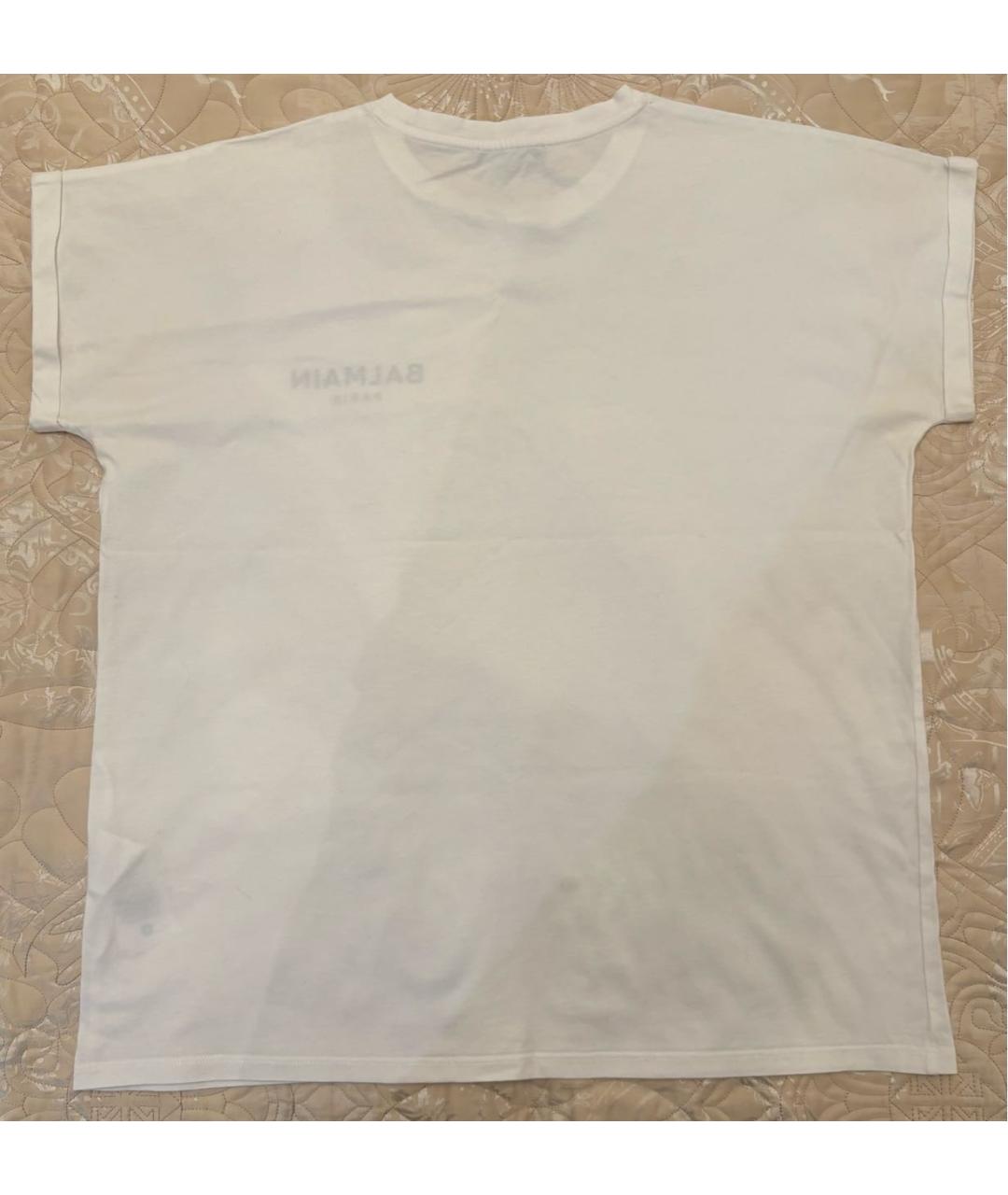 BALMAIN Белая хлопковая футболка, фото 4