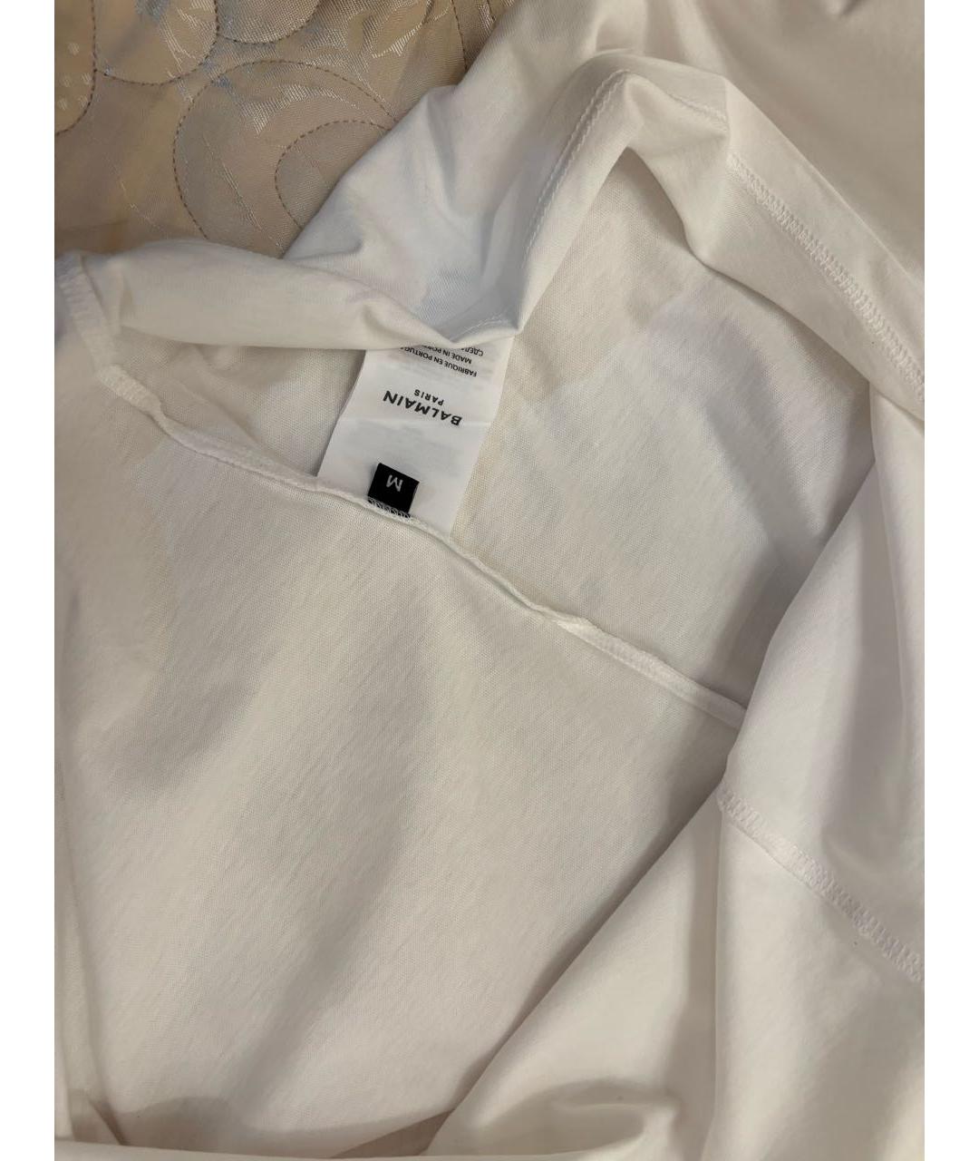 BALMAIN Белая хлопковая футболка, фото 5