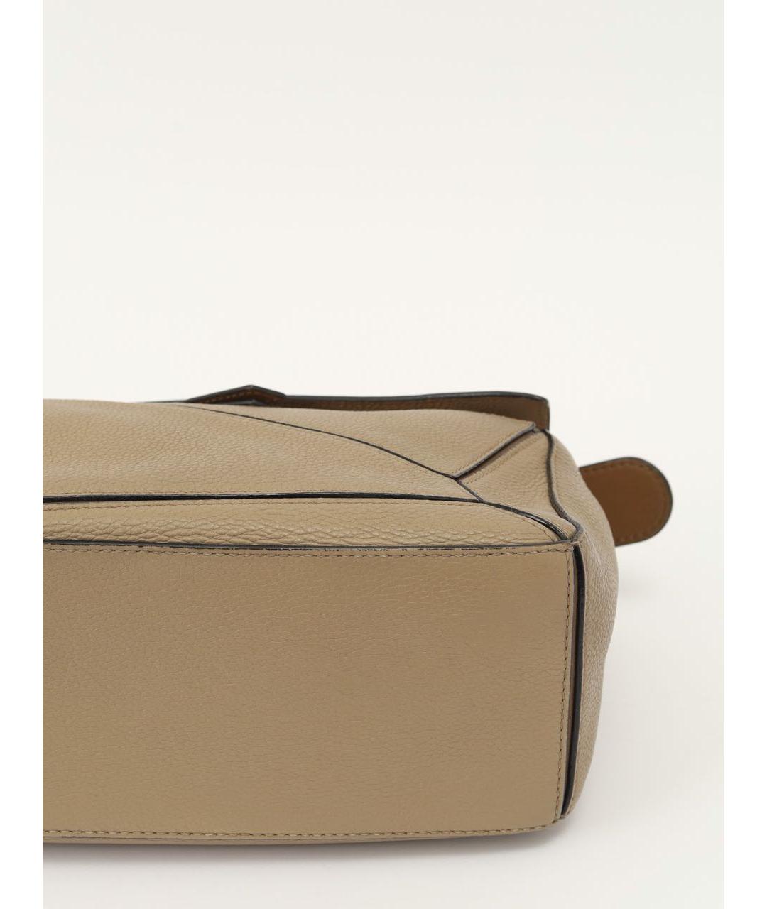 LOEWE Бежевая кожаная сумка с короткими ручками, фото 8