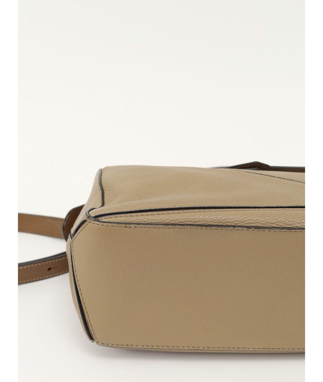 LOEWE Бежевая кожаная сумка с короткими ручками, фото 7