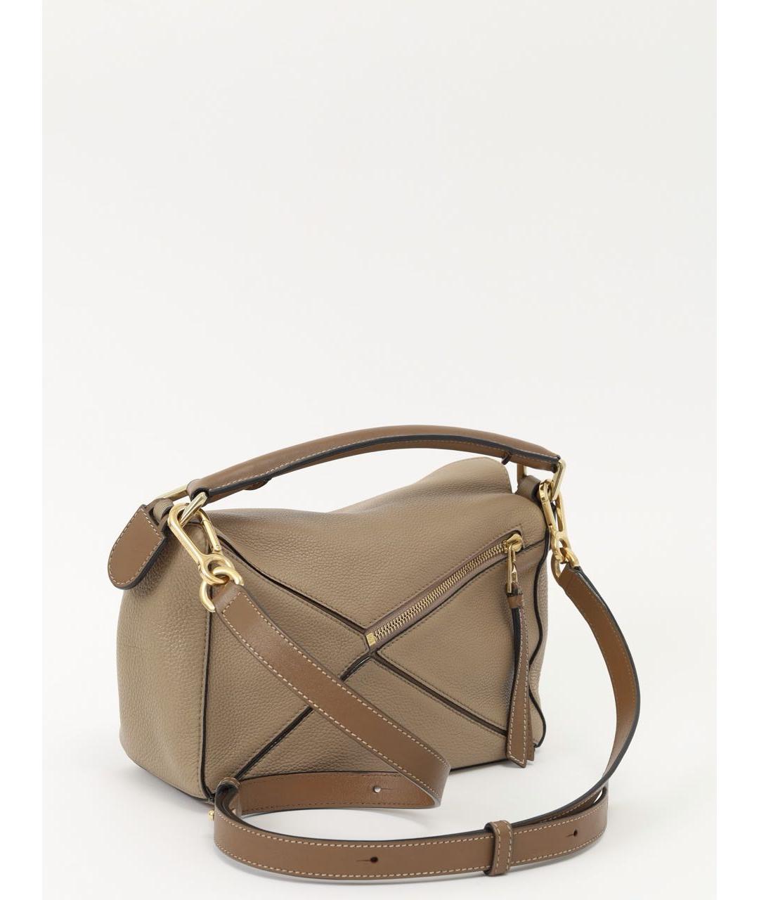 LOEWE Бежевая кожаная сумка с короткими ручками, фото 3