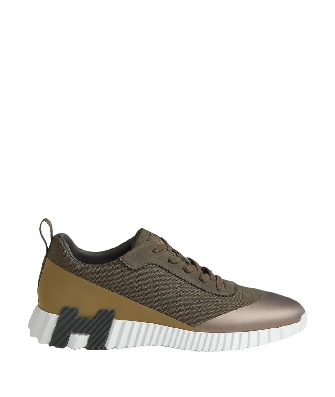 HERMES Зеленые кожаные низкие кроссовки / кеды, фото 1