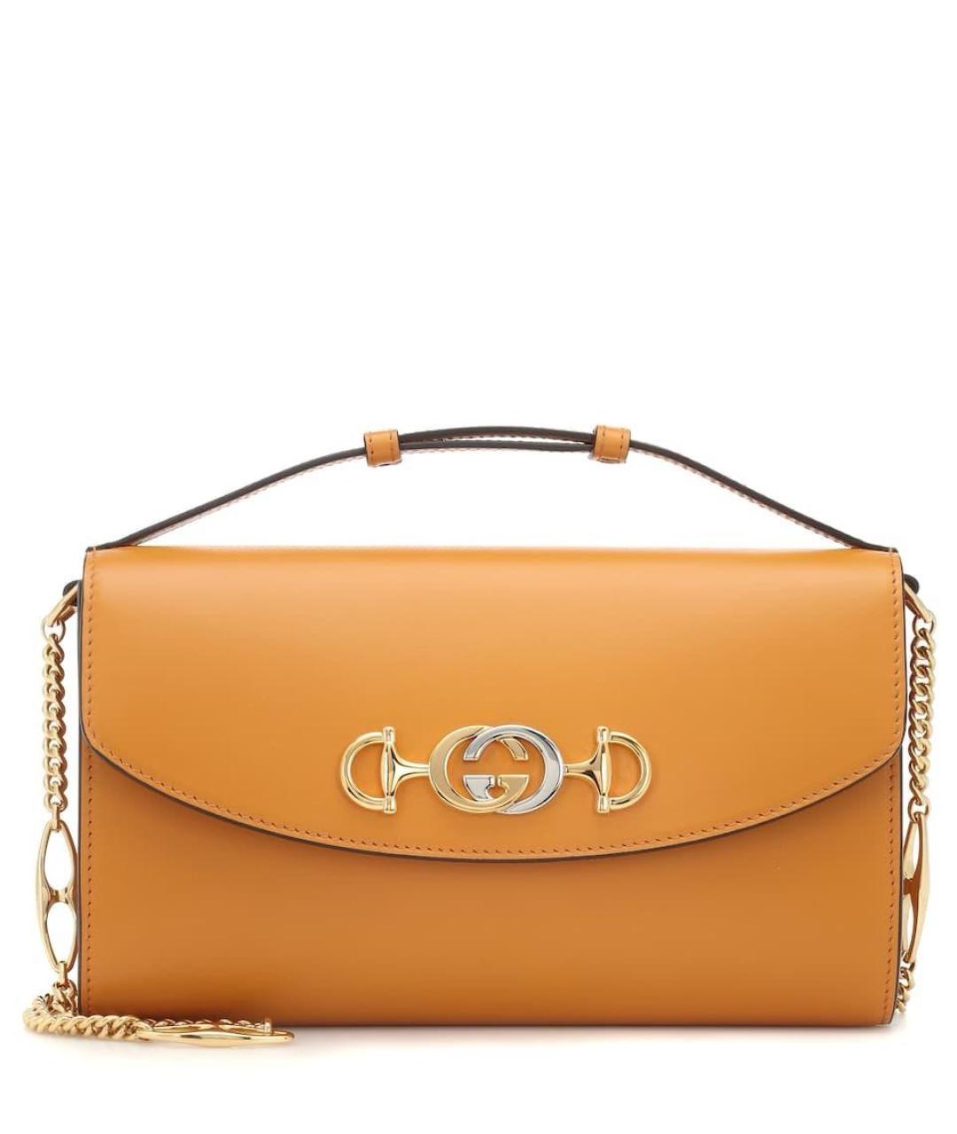 GUCCI Горчичная кожаная сумка через плечо, фото 9