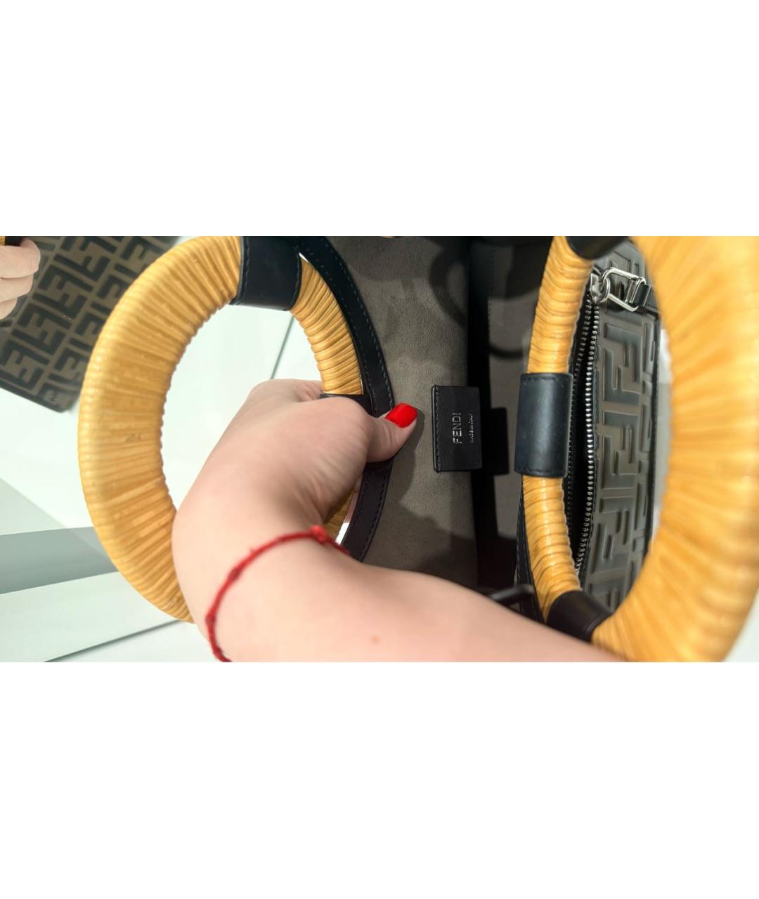 FENDI Коричневая кожаная сумка с короткими ручками, фото 8