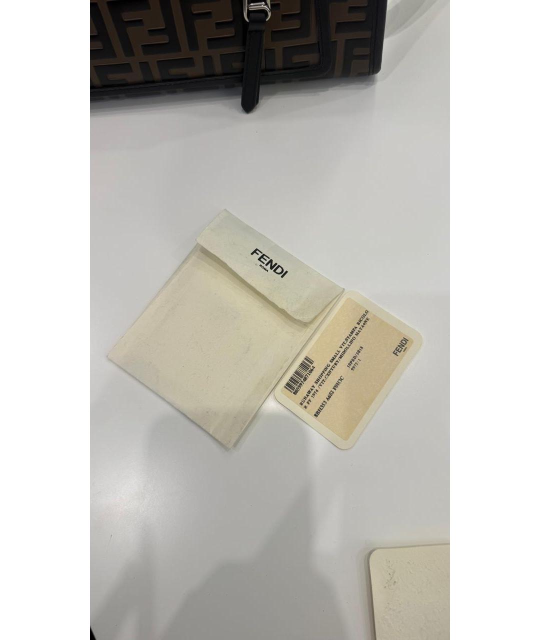 FENDI Коричневая кожаная сумка с короткими ручками, фото 4