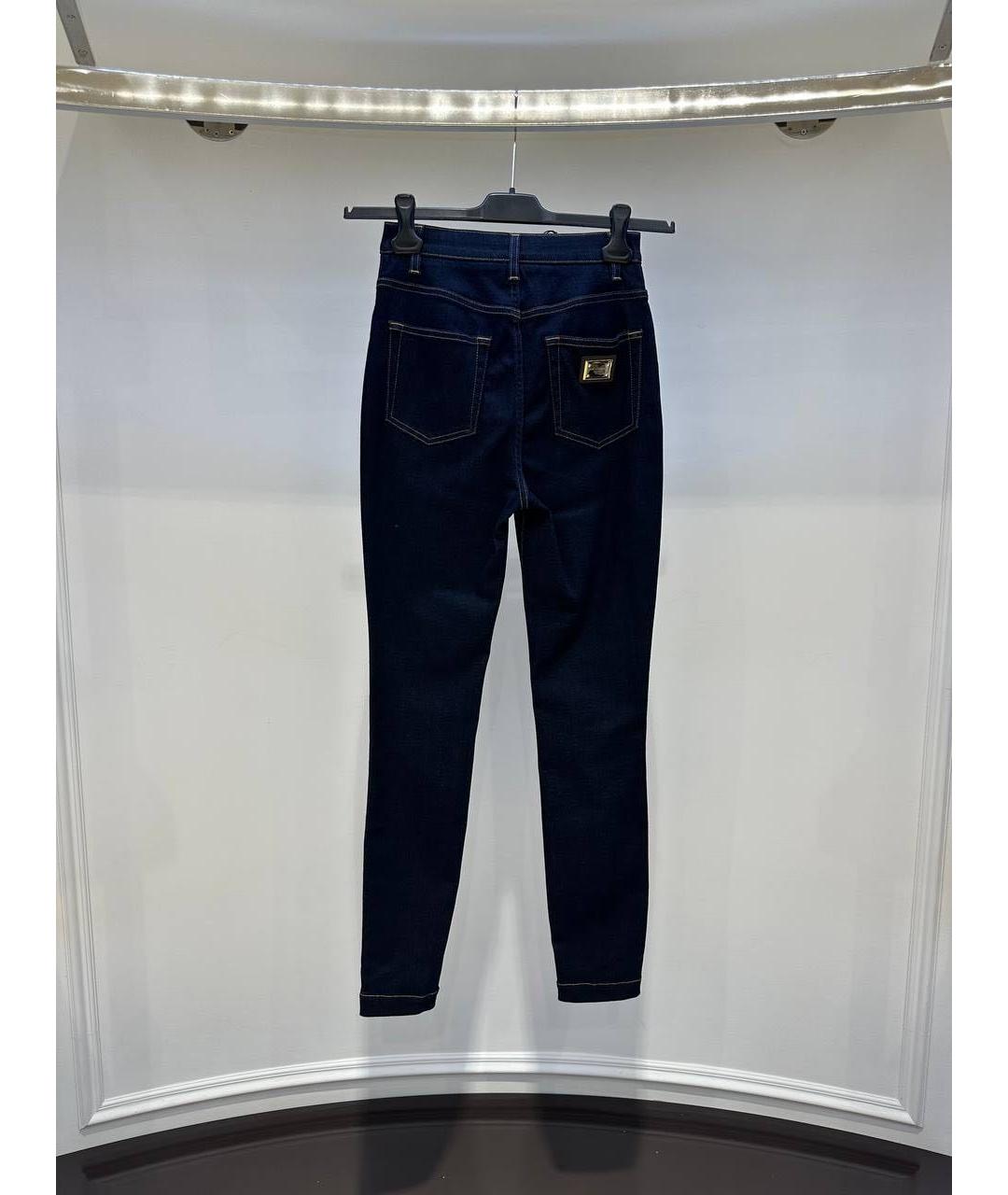 DOLCE&GABBANA Темно-синие хлопковые джинсы слим, фото 2