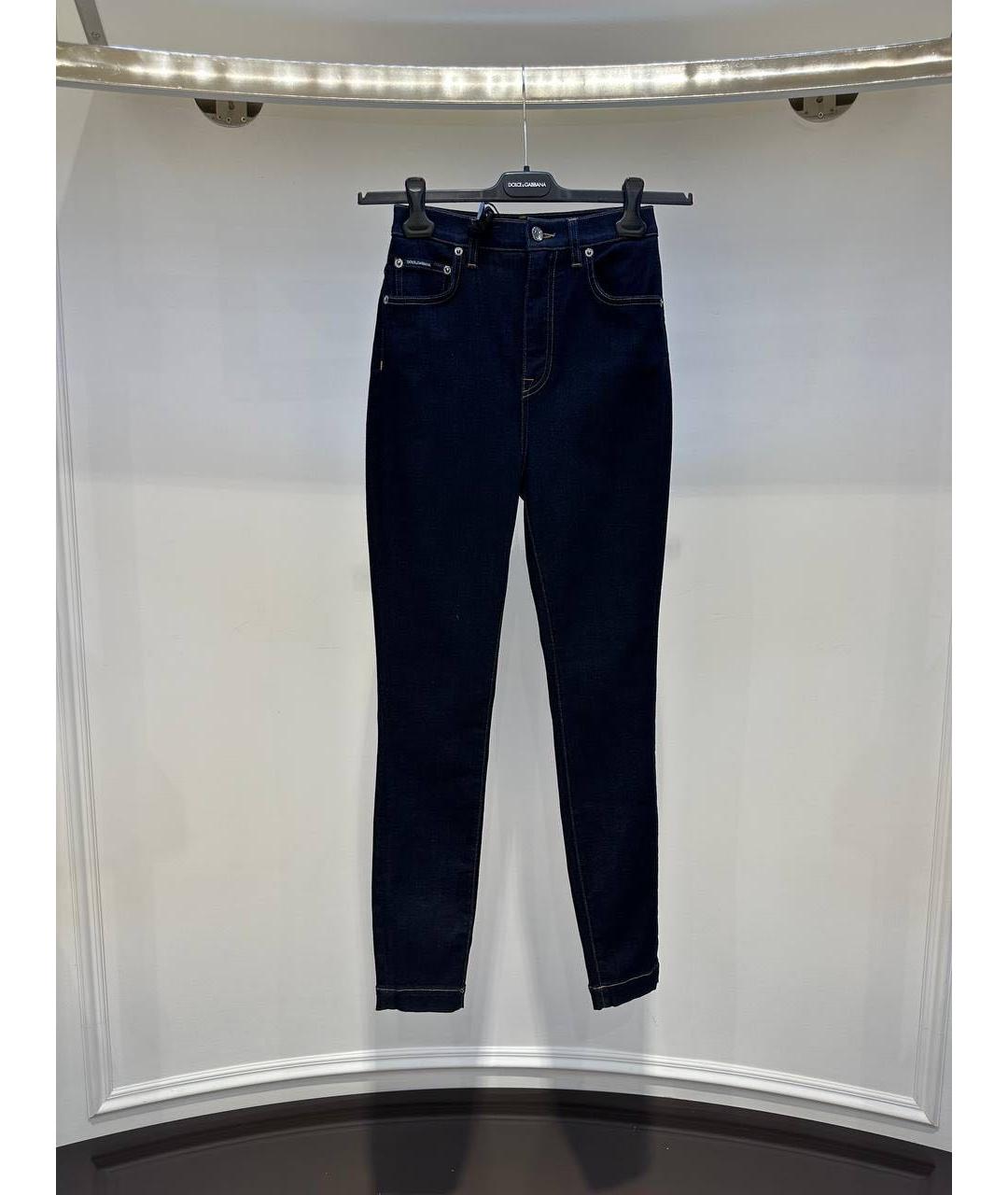 DOLCE&GABBANA Темно-синие хлопковые джинсы слим, фото 4