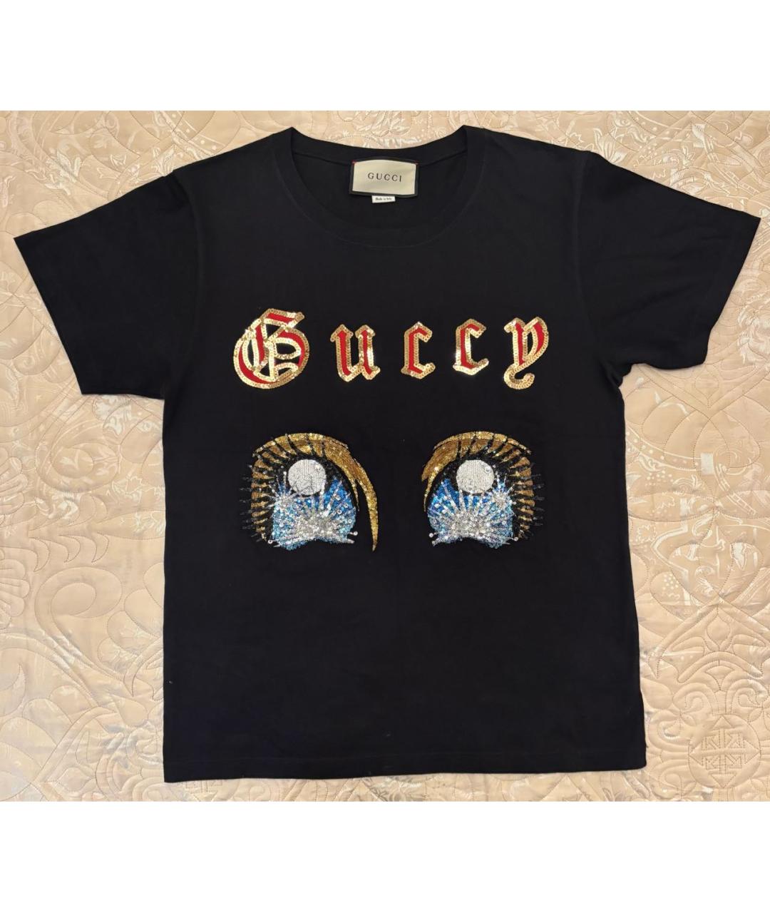 GUCCI Черная хлопковая футболка, фото 6