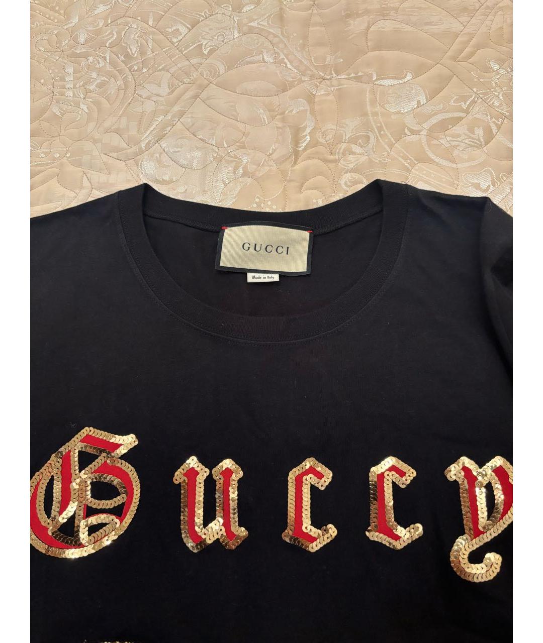 GUCCI Черная хлопковая футболка, фото 3