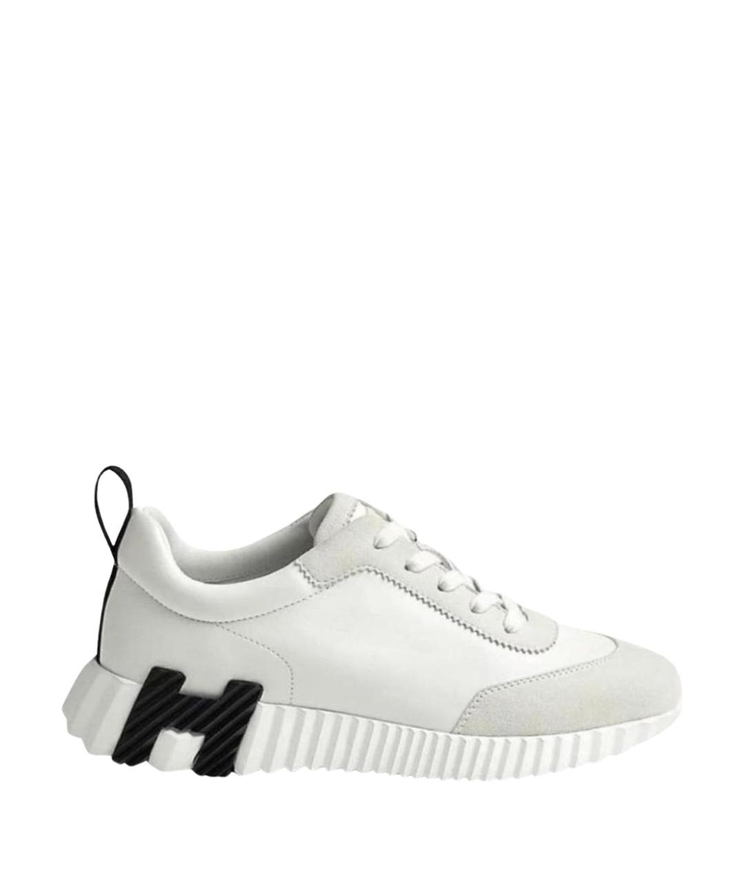 HERMES Белые кожаные кроссовки, фото 1