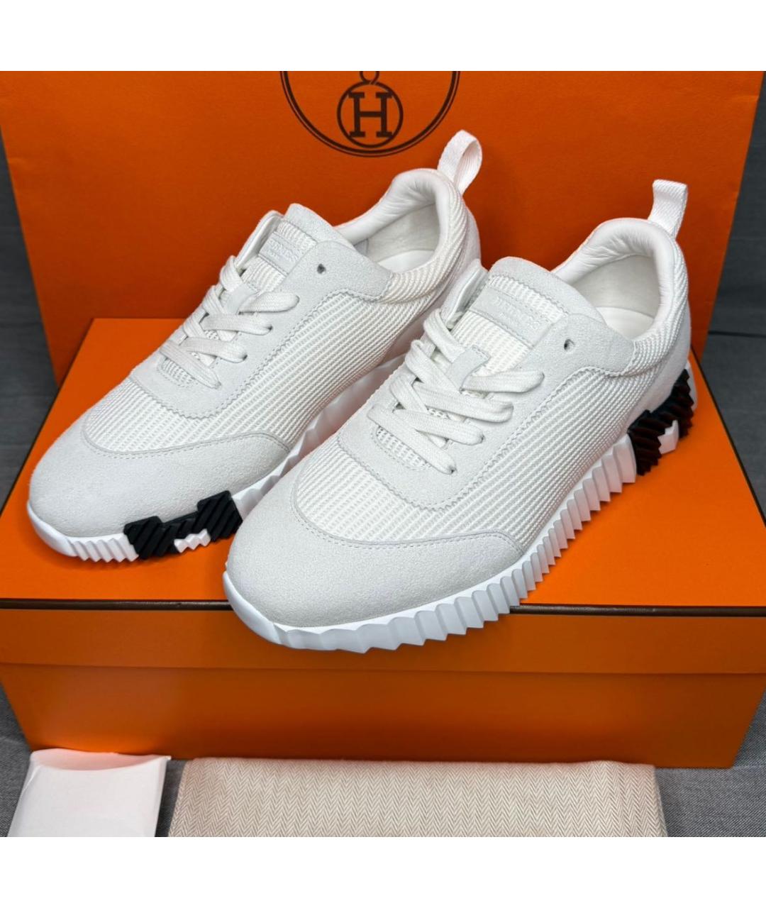 HERMES Белые текстильные кроссовки, фото 2