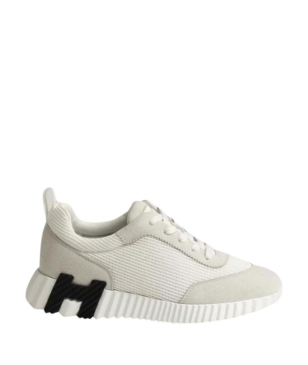 HERMES Белые текстильные кроссовки, фото 1