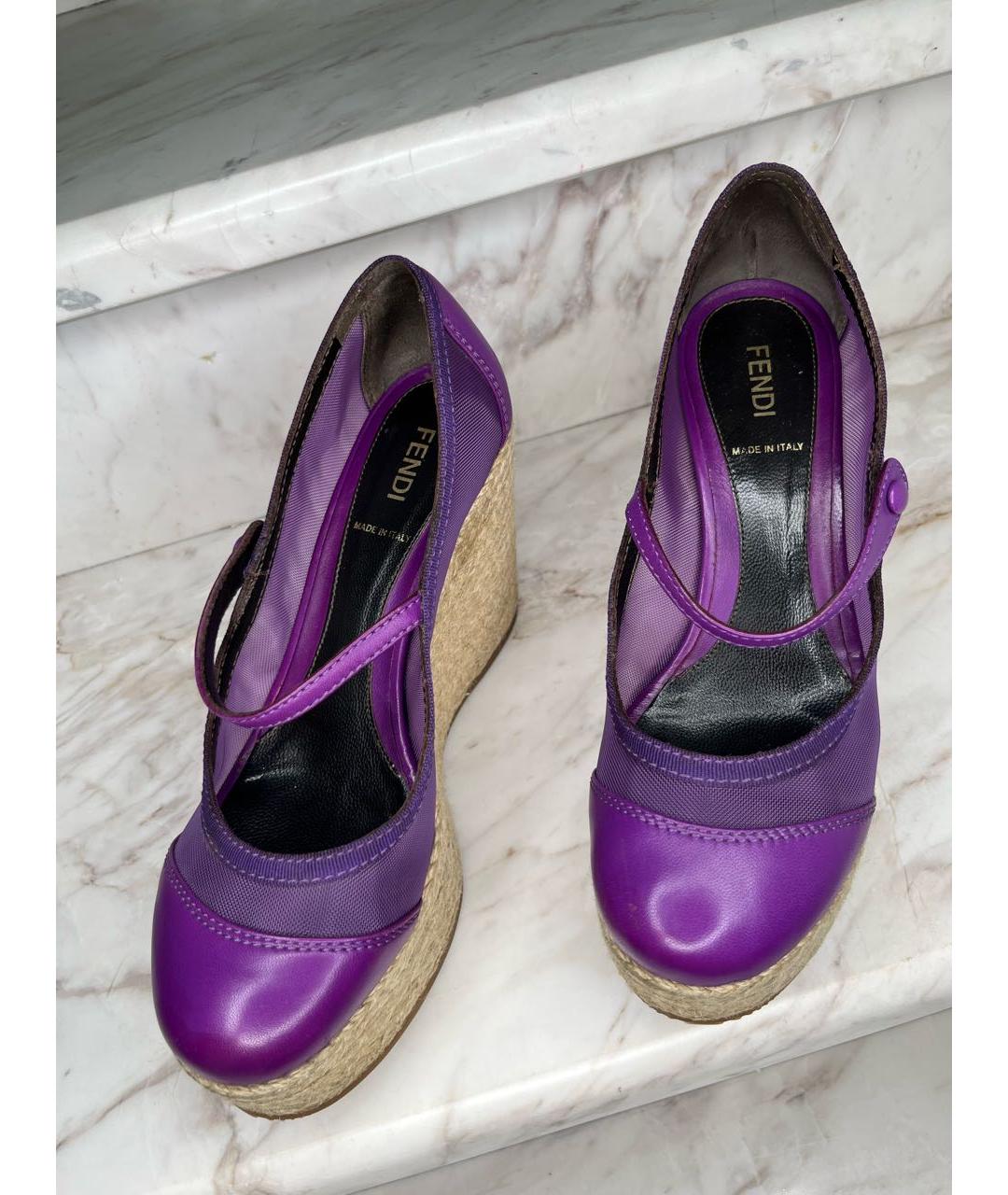 FENDI Фиолетовые кожаные эспадрильи, фото 2