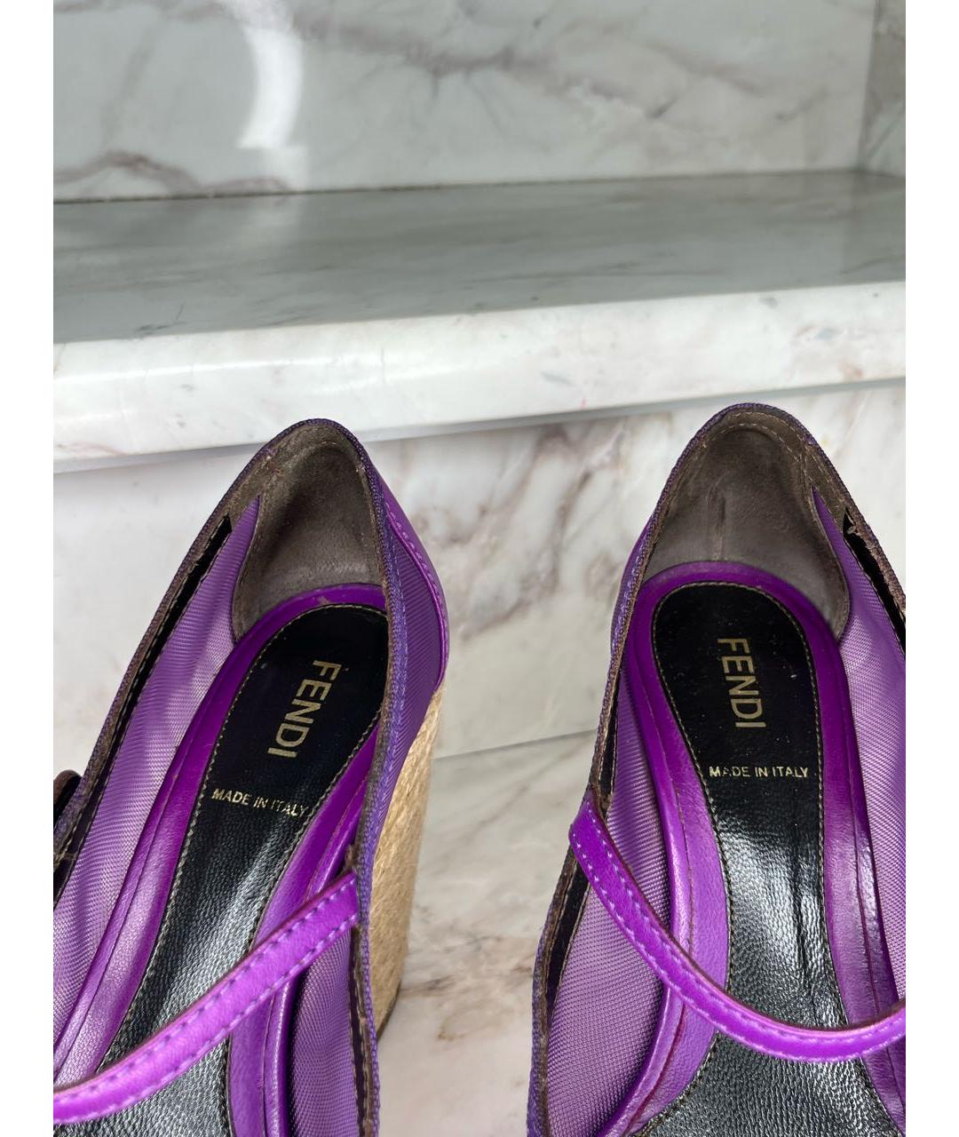 FENDI Фиолетовые кожаные эспадрильи, фото 5