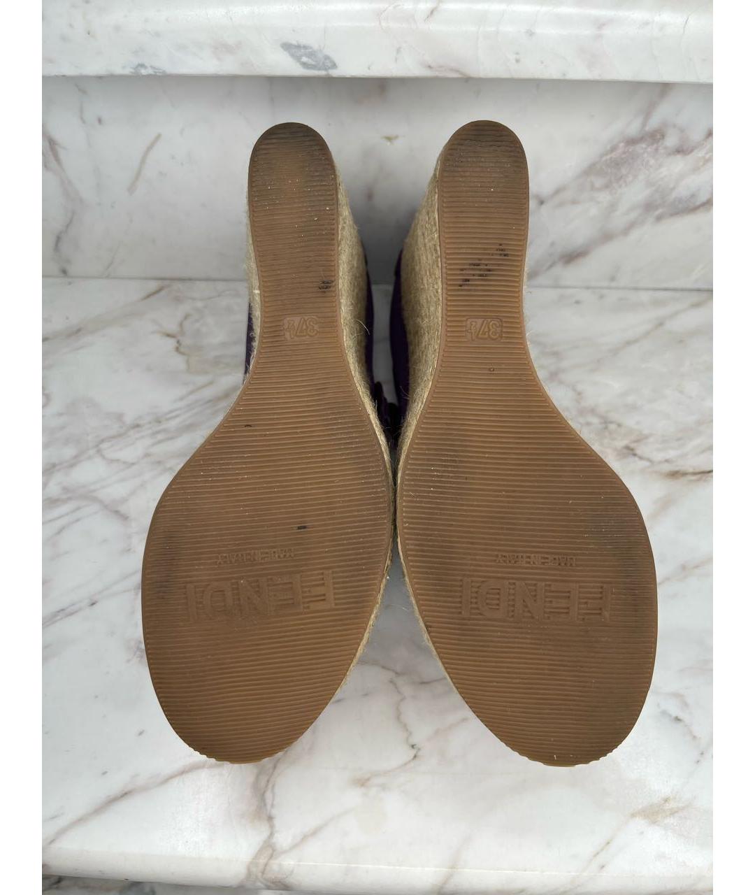 FENDI Фиолетовые кожаные эспадрильи, фото 7