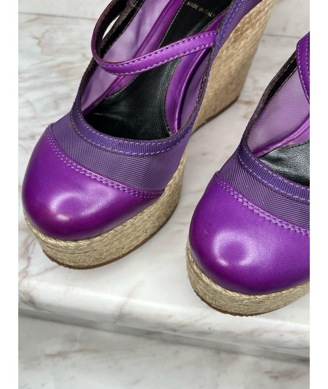 FENDI Фиолетовые кожаные эспадрильи, фото 6