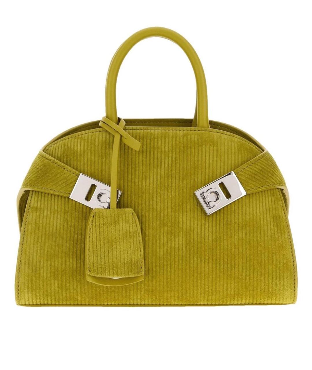 FERRAGAMO Зеленая бархатная сумка с короткими ручками, фото 5