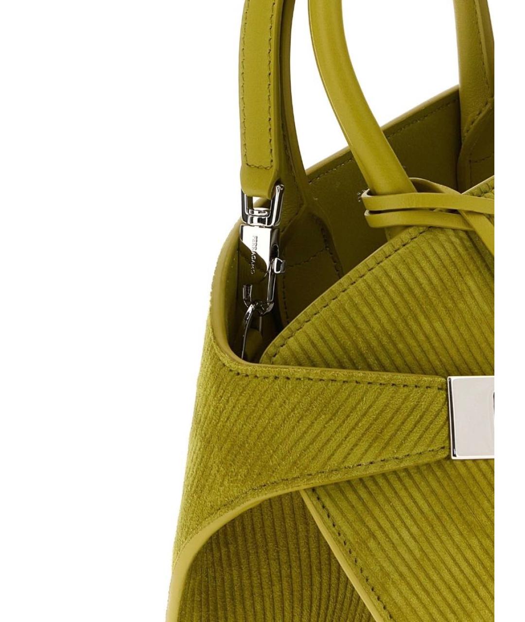 FERRAGAMO Зеленая бархатная сумка с короткими ручками, фото 3