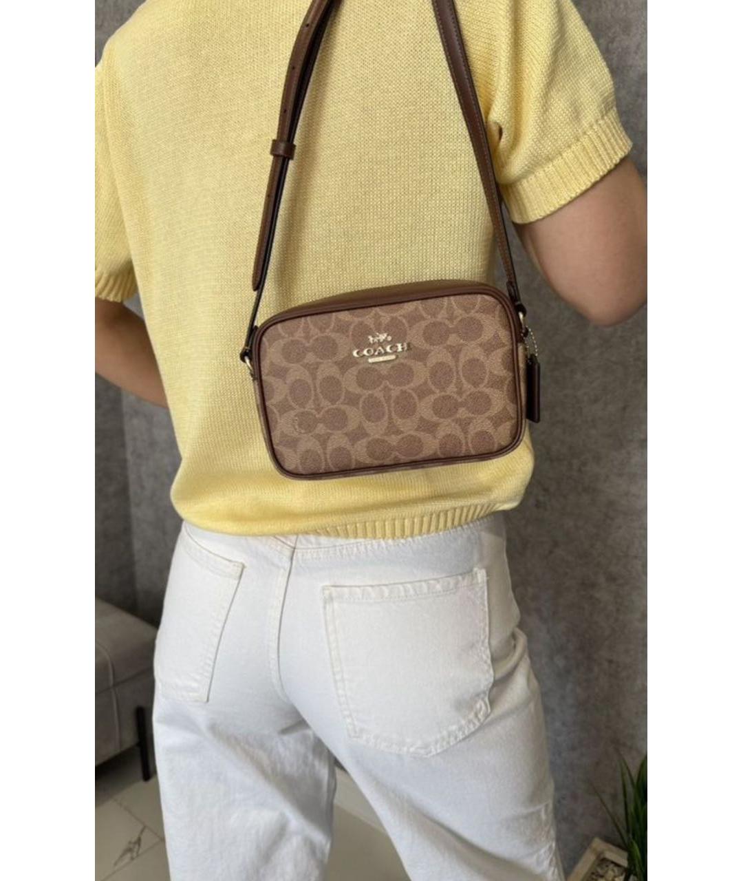 COACH Коричневая кожаная сумка через плечо, фото 5