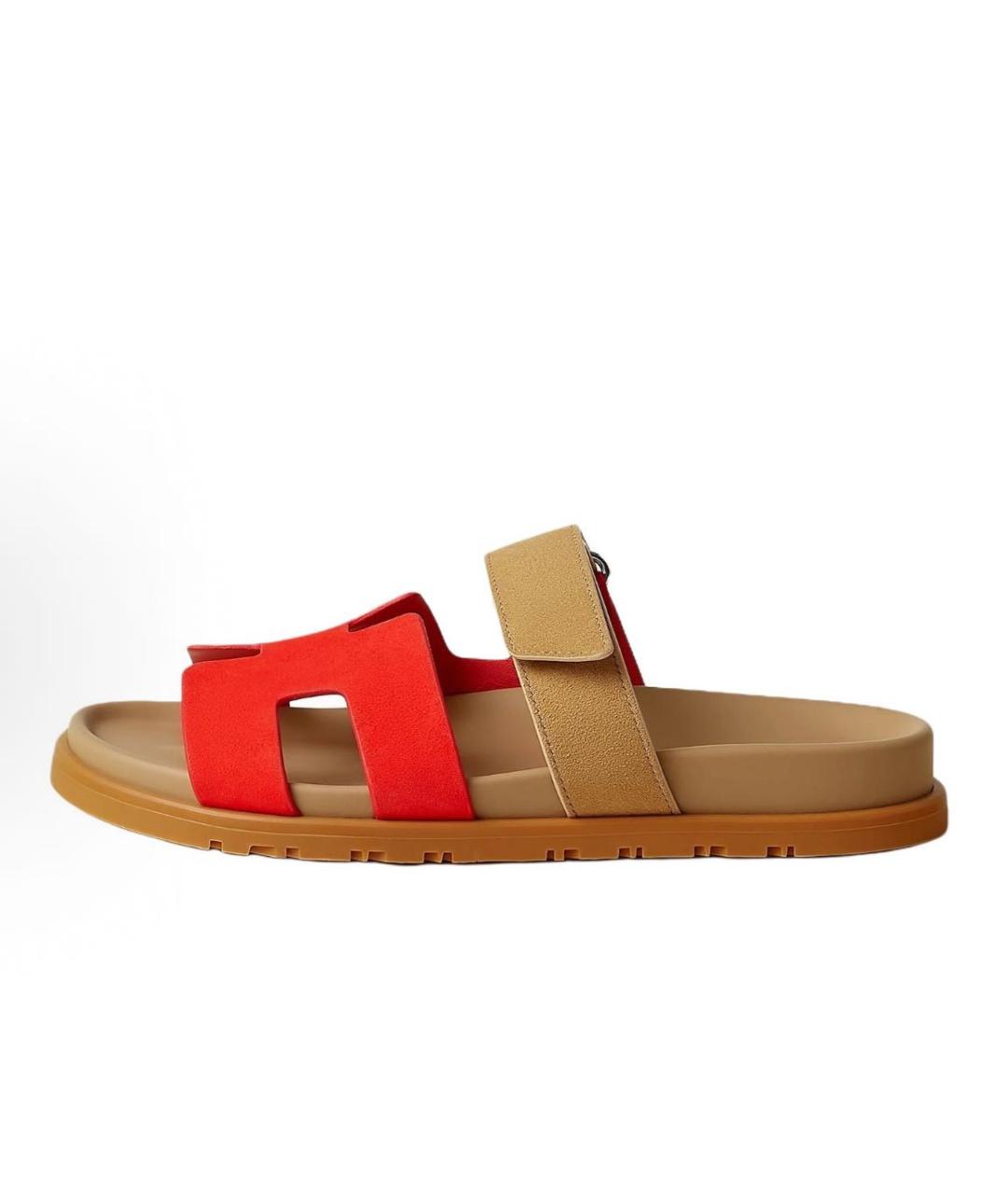 HERMES Бежевые кожаные сандалии, фото 3