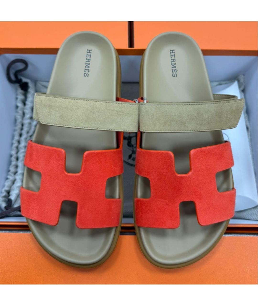 HERMES Бежевые кожаные сандалии, фото 2